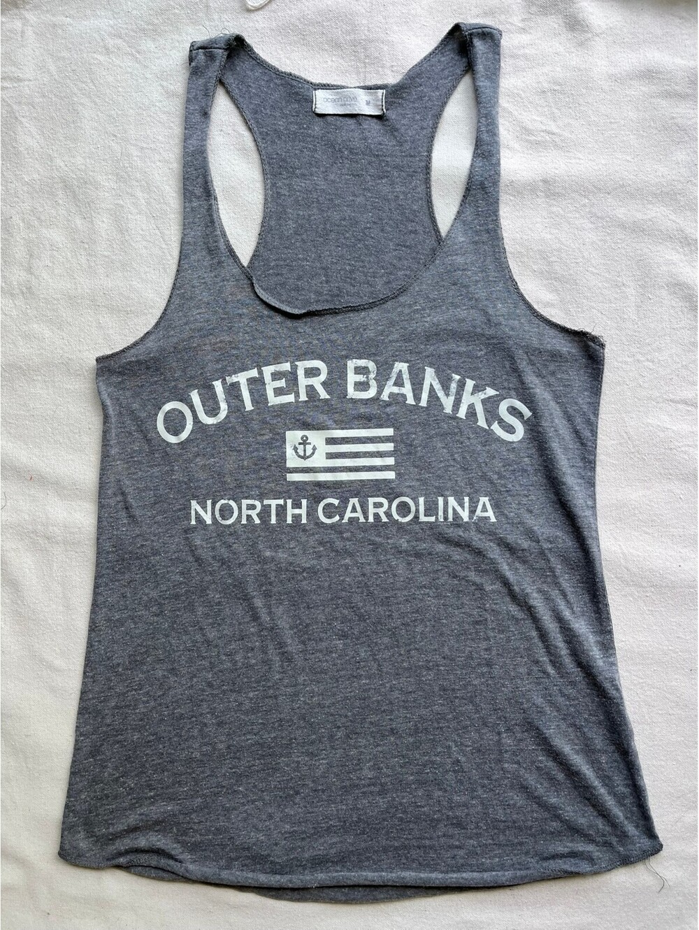 Ocean Drive Outer Banks North Carolina Gray Racerback Tank Top Medium